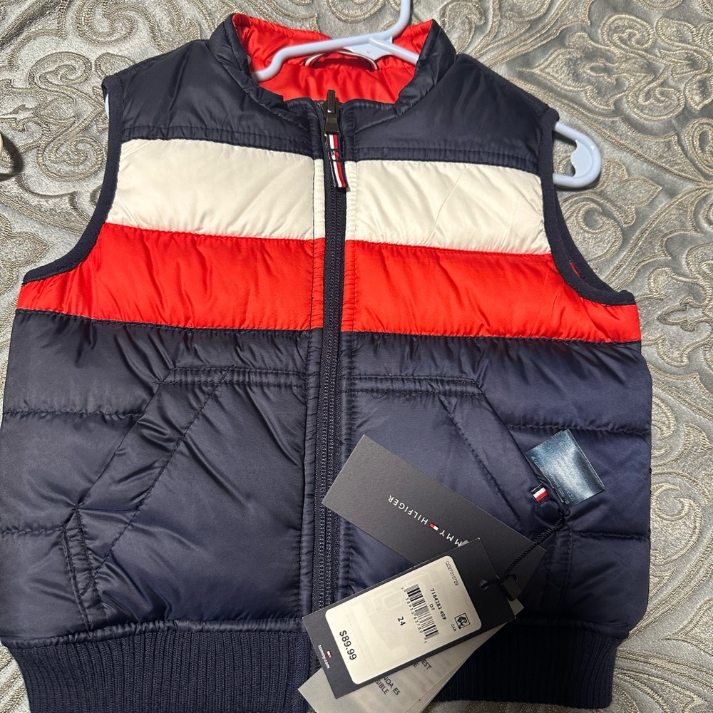 Brand New Navy Red Color-Block Tommy Hilfiger Vest